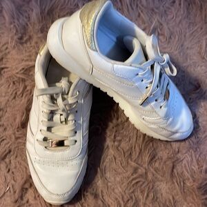 H&M White & Gold Sneakers Women’s 8.5